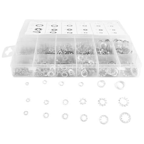 720 Pcs 6 Size Metal Internal Tooth Star Lock Washers Assortment Set