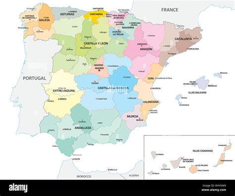 Carte vierge vectorielle de l Espagne avec régions et territoires