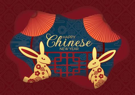 chinese new year rabbit year 2023 gold bunny vector design 15841263 ...