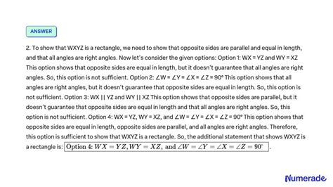 Solved The Diagonals Of Quadrilateral Wxyz Intersect At R If R Is The