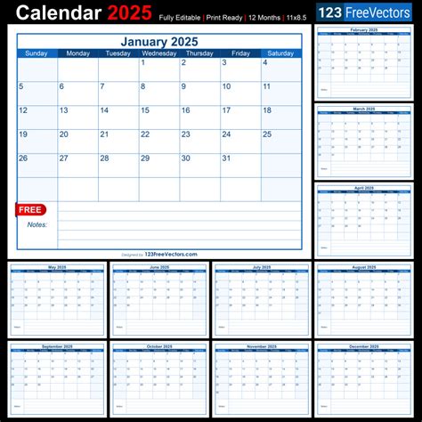 Free Printable Monthly Calendar 2025