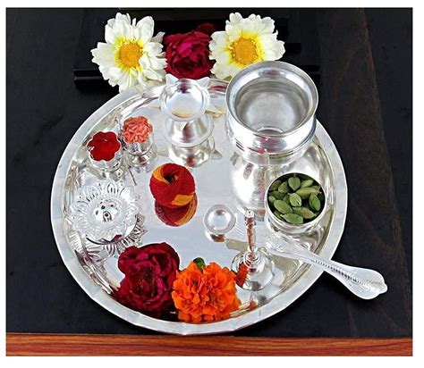 Buy Nobility Pooja Thali Set Inch Silver Plated With Accessories For