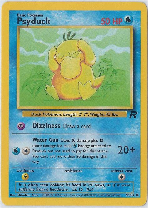 Psyduck 65 82 Team Rocket Unlimited 2000 Vintage WotC Pokemon Card NM