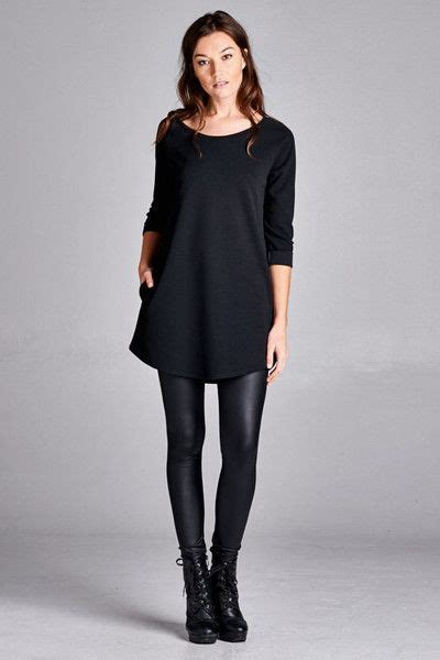 Classic Black Tunic With Pockets Black Tunic Dress Dresses With