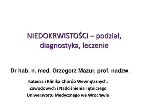 Ppt Niedokrwisto Ci Podzia Diagnostyka Leczenie Powerpoint