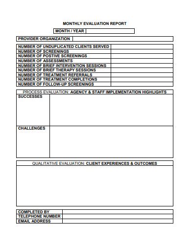 Monthly Evaluation Report - 6+ Examples, How to Write, PDF