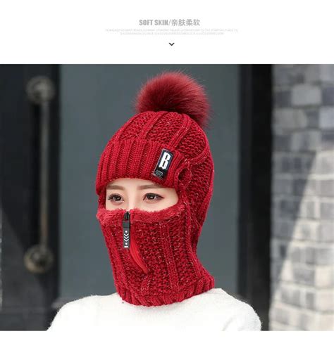 Women Winter Hat Skullies Beanies Hats Winter Beanies For Men Women Wool Scarf Caps Balaclava