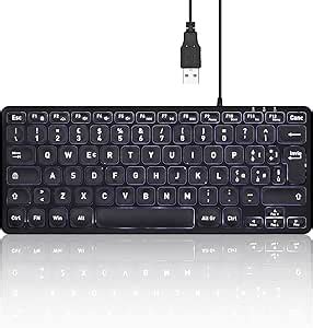 Perixx PERIBOARD 332BIT Mini Teclado Retroiluminado Con Cable USB