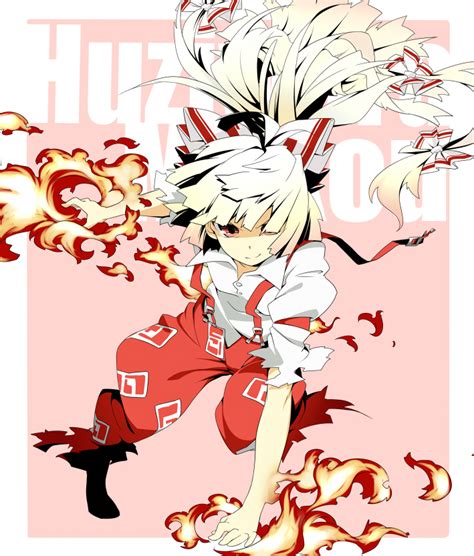 Safebooru Bow Fire Fujiwara No Mokou Hair Bow Hair Ribbon La Do Long