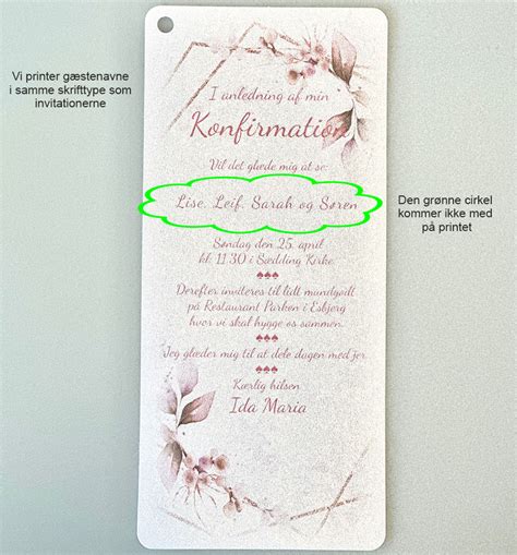 Invitation Til Konfirmation Slim Size Rosa Udgave Pige