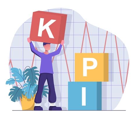 Kpi Um Homem Empilha Os Cubos Dos Principais Indicadores De Desempenho