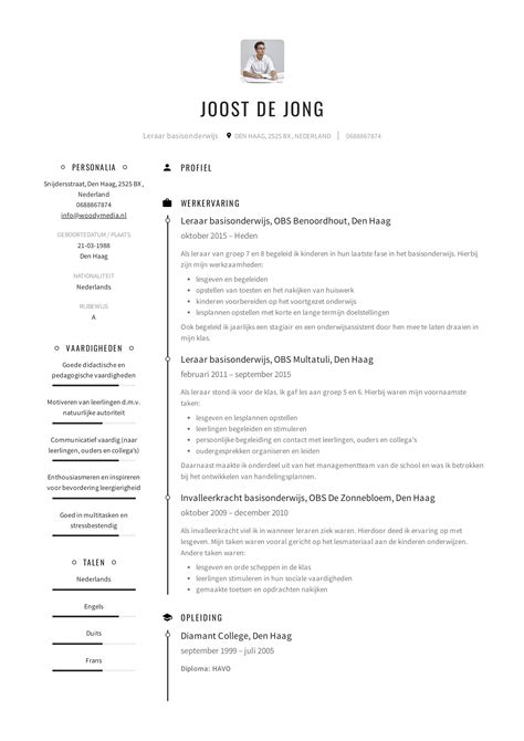 Leraar Basisonderwijs Cv Voorbeeld Stuks En Handleiding Cv Maken