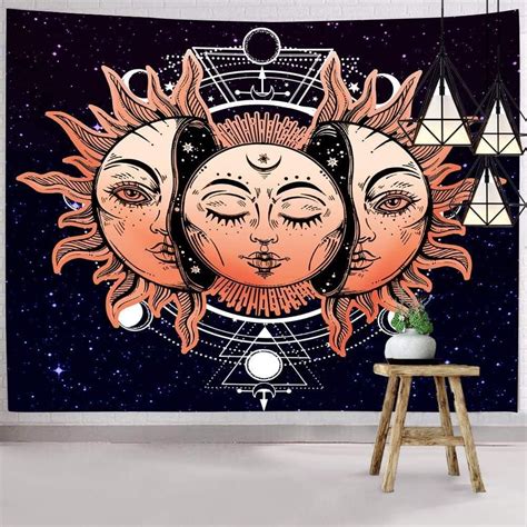 Tapestry Sun and Moon Bold Pattern For Bedroom Dorm Decor - Houston Wall