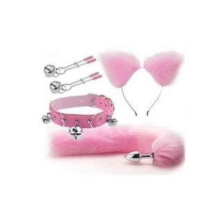 Conjunto Raposa Plug Anal Calda Coleira Spikes Tiara