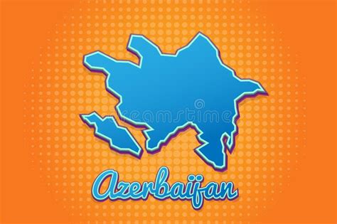 Retro Map Of Azerbaijan With Halftone Background Cartoon Map Icon In