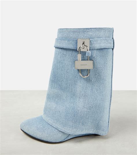 Shark Lock Denim Ankle Boots In Blue Givenchy Mytheresa