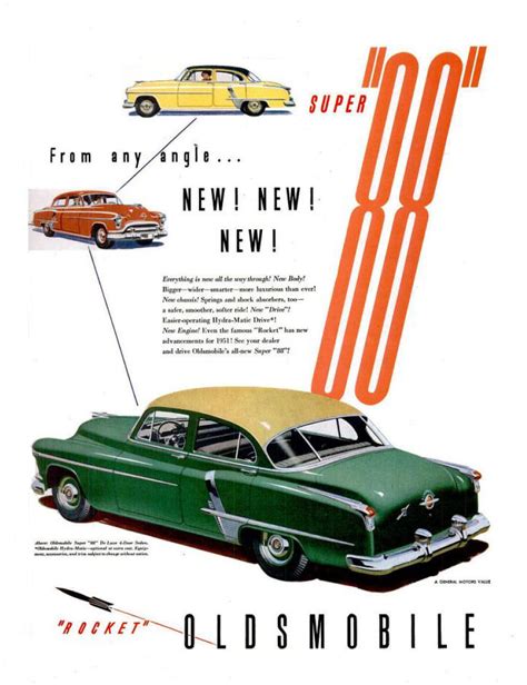 American Automobile Advertising Published By Oldsmobile In 1951