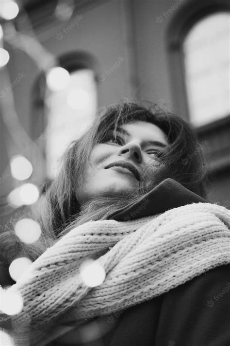 Premium Photo Close Up Cheerful Woman On Festive City Street