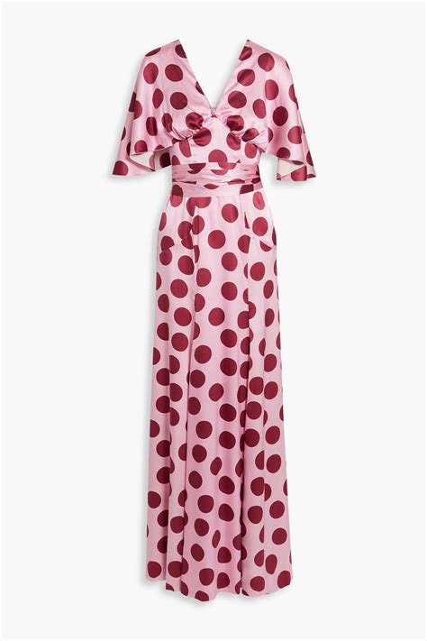 Dolce Gabbana Polka Dot Silk Blend Satin Maxi Dress In Pink Modesens