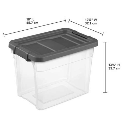 Sterilite 30 Qt Clear Plastic Stackable Storage Bin With Grey Latch Lid