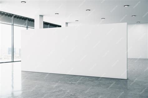 Premium Photo | Minimalistic gallery interior with billboard