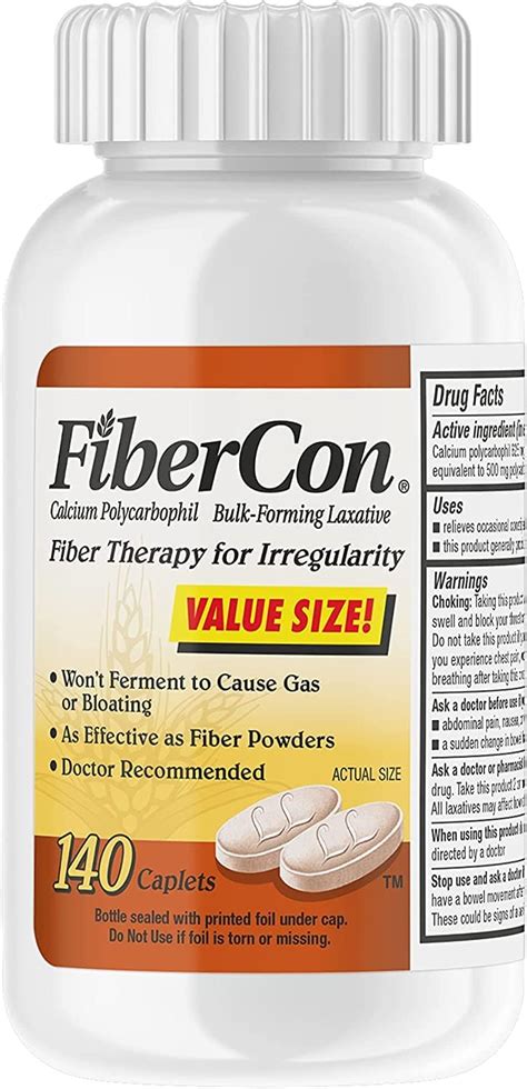 Fibercon Fiber Therapy For Regularity 140 Caplets Pack Of