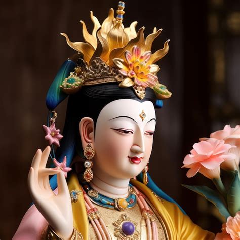 Premium Ai Image Side Pose Of Beautiful Guanyin Bodhisattva Generative Ai