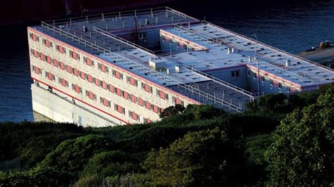 Editorial Bibby Stockholm Barge From Above Docked On Land Used House