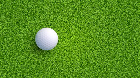 Top View Of Golf Ball On Green Grass Texture With Empty Space For Your