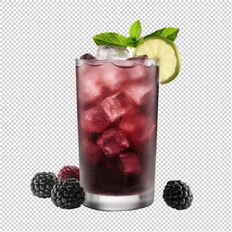 Premium PSD Blackberry Mojito Fizz Cocktail Isolated On Transparent