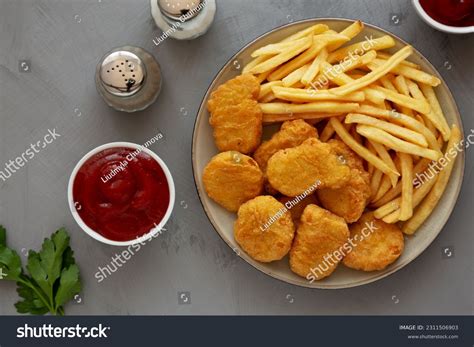 Homemade Chicken Nuggets French Fries Ketchup Stock Photo 2311506903