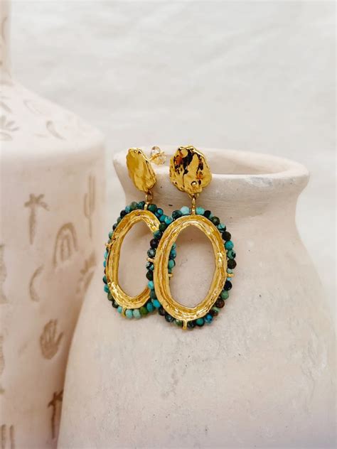 Boucles d oreilles Oria Turquoise Élise Tsikis Bijoux de créateur