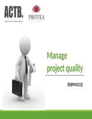 BSBPMG532 PowerPoint Slides VMAY2022 Pptx Manage Project Quality