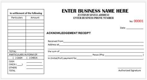 Customized Acknowledgement Receipt Non Carbonized Duplicated Only Free