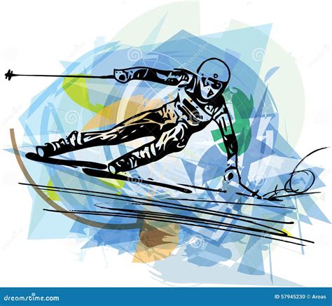 Skiing Sketch Illustration Stock Vector Illustration Of Freestyle