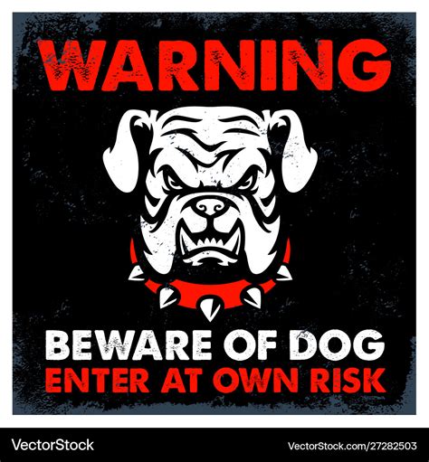 Vintage Textured Beware Dog Sign Royalty Free Vector Image