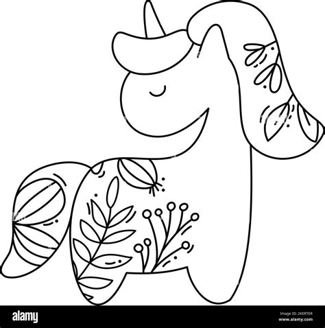 Cute Unicorn Simple Baby Cartoon Vector Coloring Book Illustration