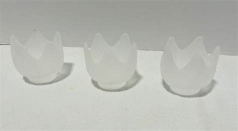 Partylite Frosted Lotus Blossom Trio Votive Candle Holders Ebay