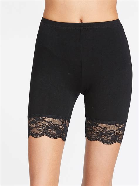 Lace Trim Short Leggings Shein Sheinside