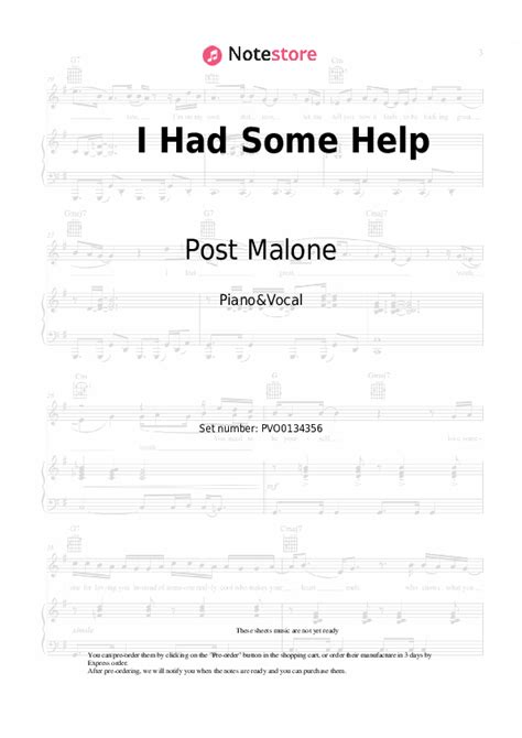 I Had Some Help Piano Sheet Music And Voice Post Malone Morgan Wallen