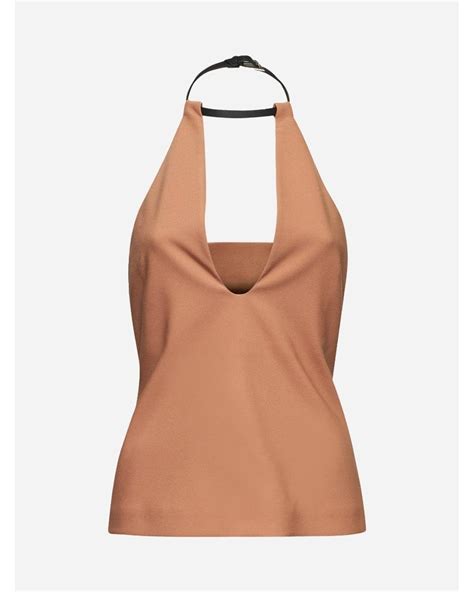 The Attico Nude Stretch Crepe Top Lyst