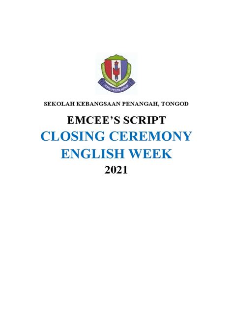 Closing Ceremony Emcees Script Pdf Human Communication