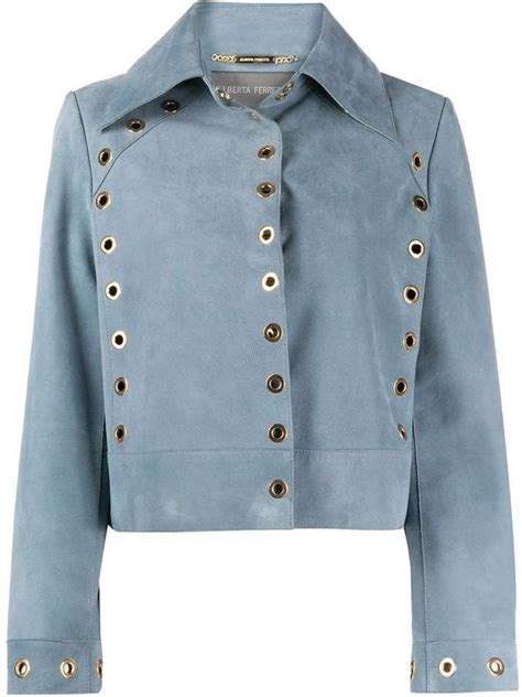 Alberta Ferretti Fitted Eyelet Detail Jacket Leather Jackets Women