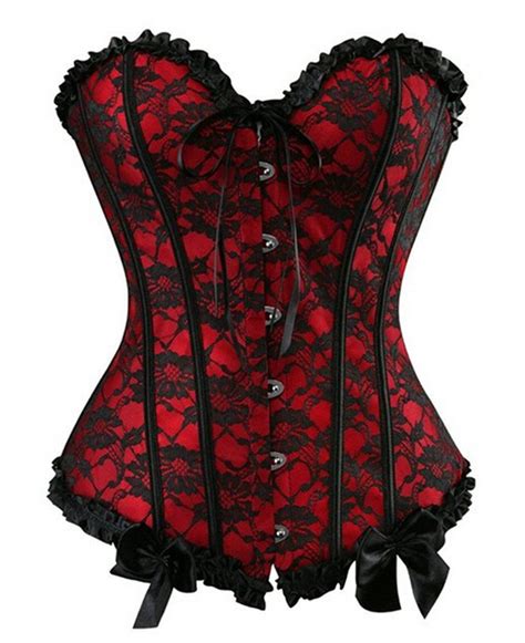 Womens Floral Black Lace Trim Corset Overbust Waist Cincher Bustier Top Women Product Review