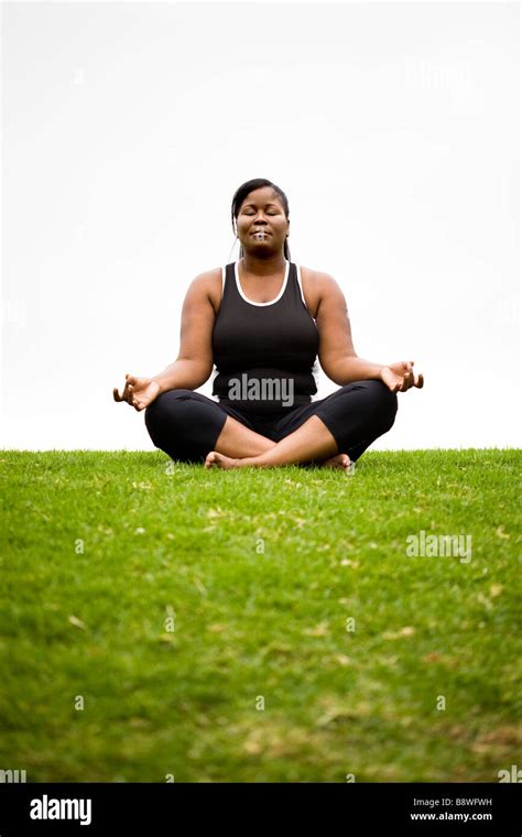 Plus Size Model In Dhyana Yoga Pose Stock Photo Alamy