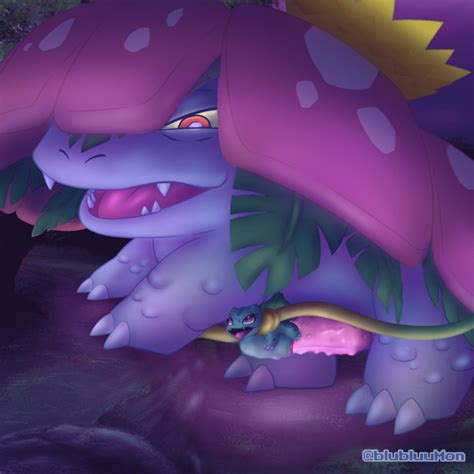 Rule 34 Animated Blubluumon Bulbasaur Clitoris Duo Fangs Female Feral Forest Fushigibana