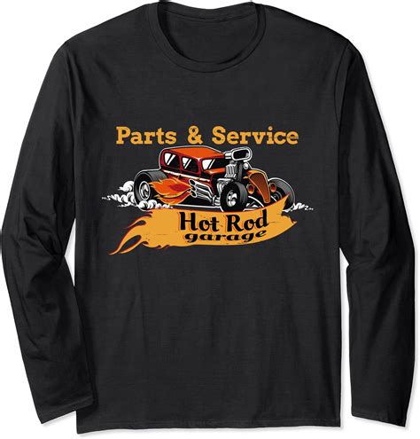Amazon Hot Rod Garage Retro Classic Design Design Long Sleeve T Shirt Clothing Shoes