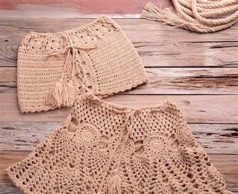 Crochet Bikini Top Skirt Set Wickedafstore