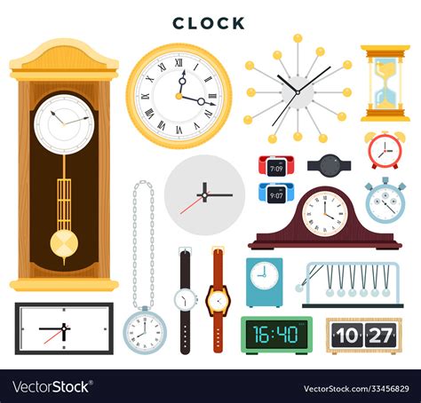 Different Old And Modern Clocks Hand Watches Vector Image