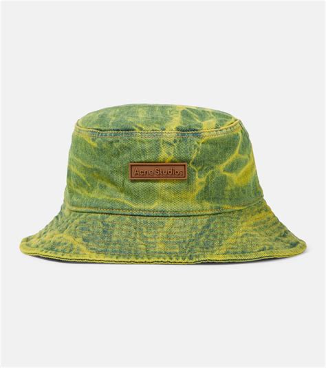 Logo Dyed Denim Bucket Hat In Blue Acne Studios Mytheresa